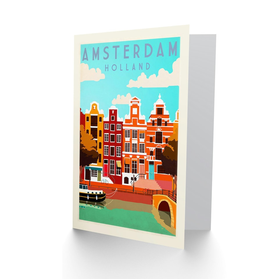 image 1 of Travel Amsterdam Holland Netherlands Canal Goodbye Card