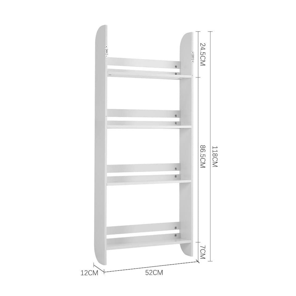 image 1 of Living and Home 4-Tier Modern Wall-Mounted Shelf - 53*12*118cm - White
