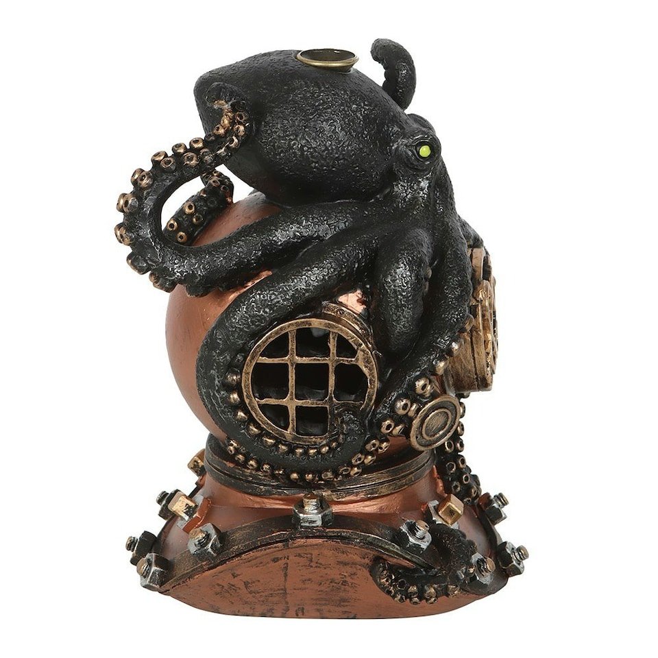 image 1 of Something Different Kraken & Diver Helmet Backflow Incense Burner - Black/Golden Brown/Chrome - One Size