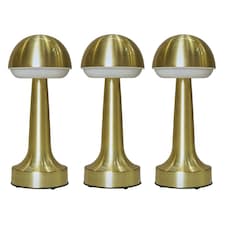 ValueLights Set of 3 Troy Brass LED Rechargeable Touch Table Lamp