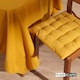 image 2 of Homescapes Mustard Yellow Cotton Round Tablecloth - 178 cm | Yellow | 178cm (70")