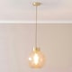 image 2 of ValueLights Bellamy Amber Glass Globe Brushed Gold Capped Ceiling Pendant Light Gold