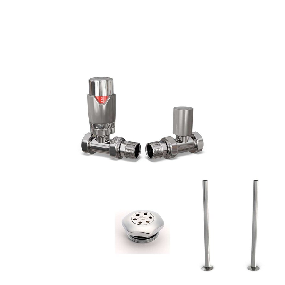 image 1 of Talus Flair - Silver Thermostatic Radiator Valve & Installation Kit Straight 15mm