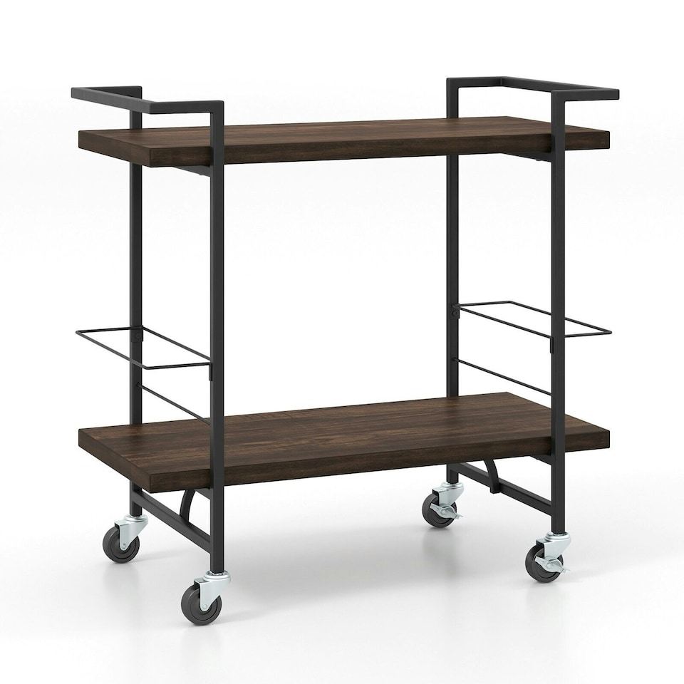 image 1 of COSTWAY 2-tier Kitchen Dining Storage Mobile Cart