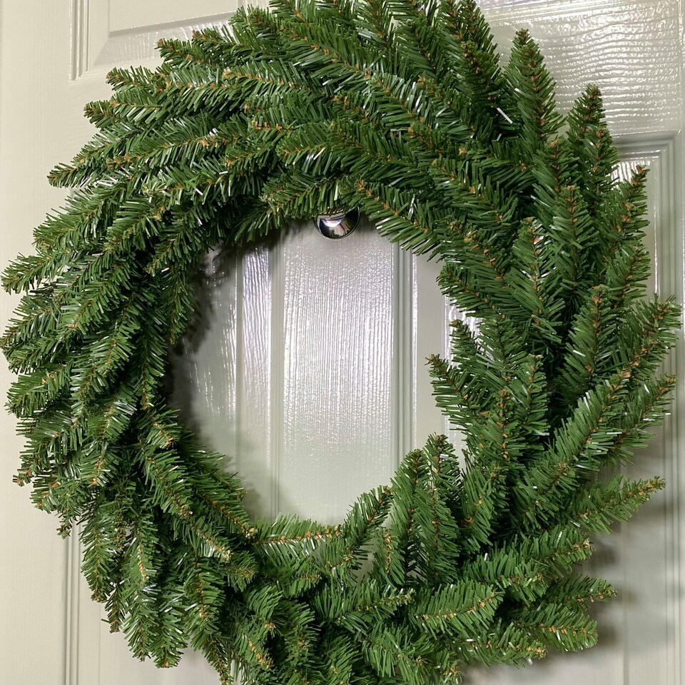image 1 of 60cm Plain Green Christmas Wreath with 160 Bullet Tips