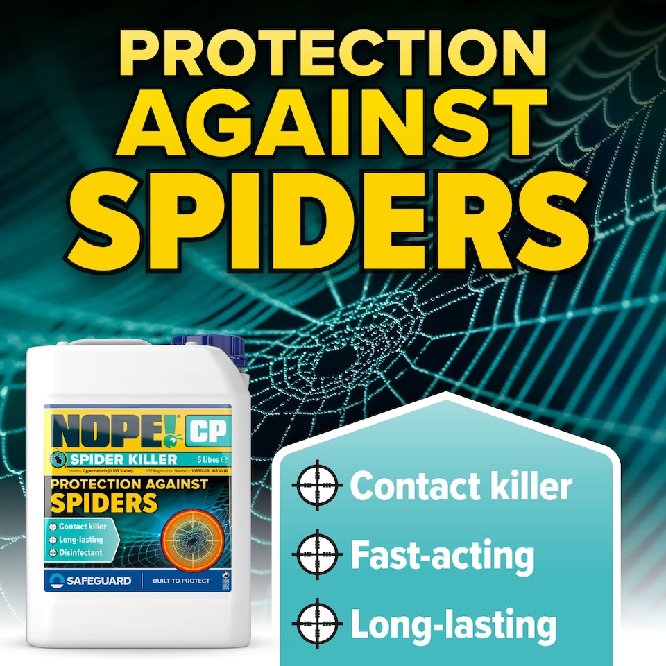 image 1 of NOPE CP Spider Killer Spray - 2 x 5 Litres and Sprayer - Contact Killer, Odourless, Non-Staining for Indoor and Outdoor