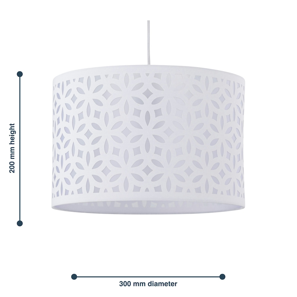 image 1 of White Laser Cut 30cm Pendant Lightshade White