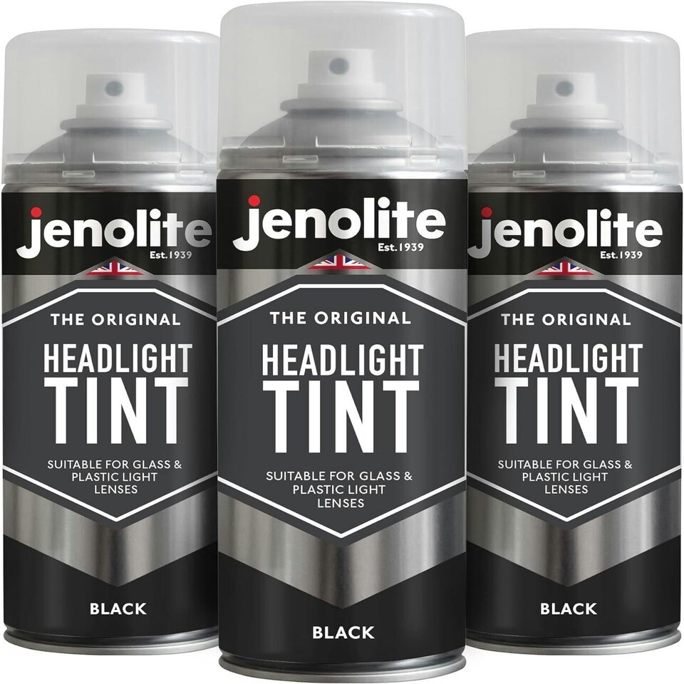 Jenolite Lens Lacquer Headlight Tint Paint - Black - 400ml Spray Can - 3-Pack