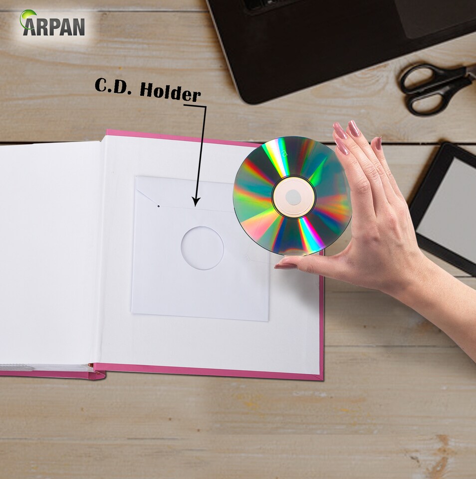 image 1 of ARPAN Slip In Case Book-Bound Memo Photo Album – Holds 200 Photos 6" x 4" (10x15cm) – Hardcover Memory Album with Writing Space for Family, Wedding & Travel Pictures