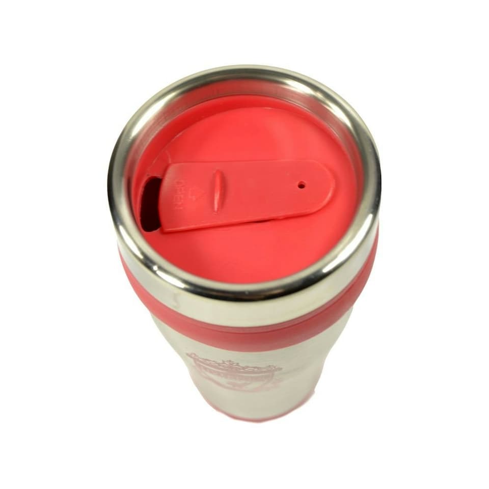 image 1 of Liverpool FC Executive Metallic Travel Mug - Silver/Red - One Size