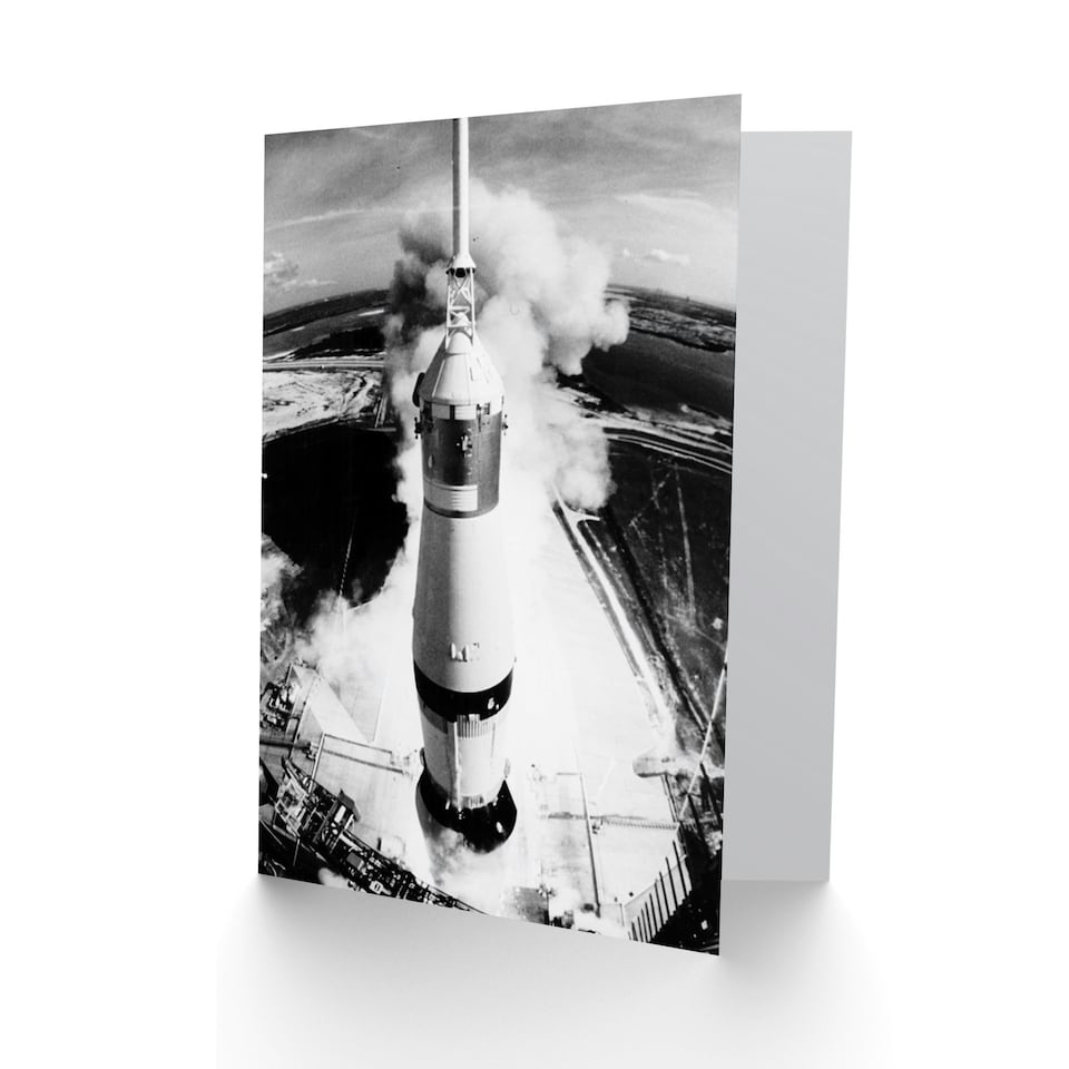 image 1 of Nasa Apollo 11 Saturn Rocket Space Cadet Moon Landing Art Card