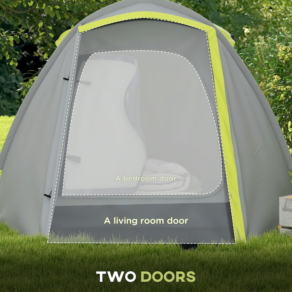 image 1 of Outsunny 2 Man Camping Tent with Living Area, 2000mm Waterproof, Yellow