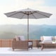 image 2 of Outsunny 3m Garden Parasol, Pulley Operated Patio Umbrella, Wooden Parasol, Table Market Umbrella with Rope Pulley Mechanism and 8 Ribs, White
