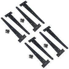 12in / 300mm Heavy Duty T Tee Hinges For Shed + Garden Gates Black Finish 8pc