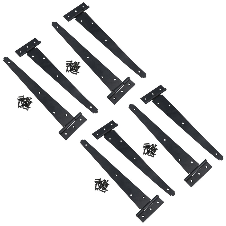 image 1 of 12in / 300mm Heavy Duty T Tee Hinges For Shed + Garden Gates Black Finish 8pc