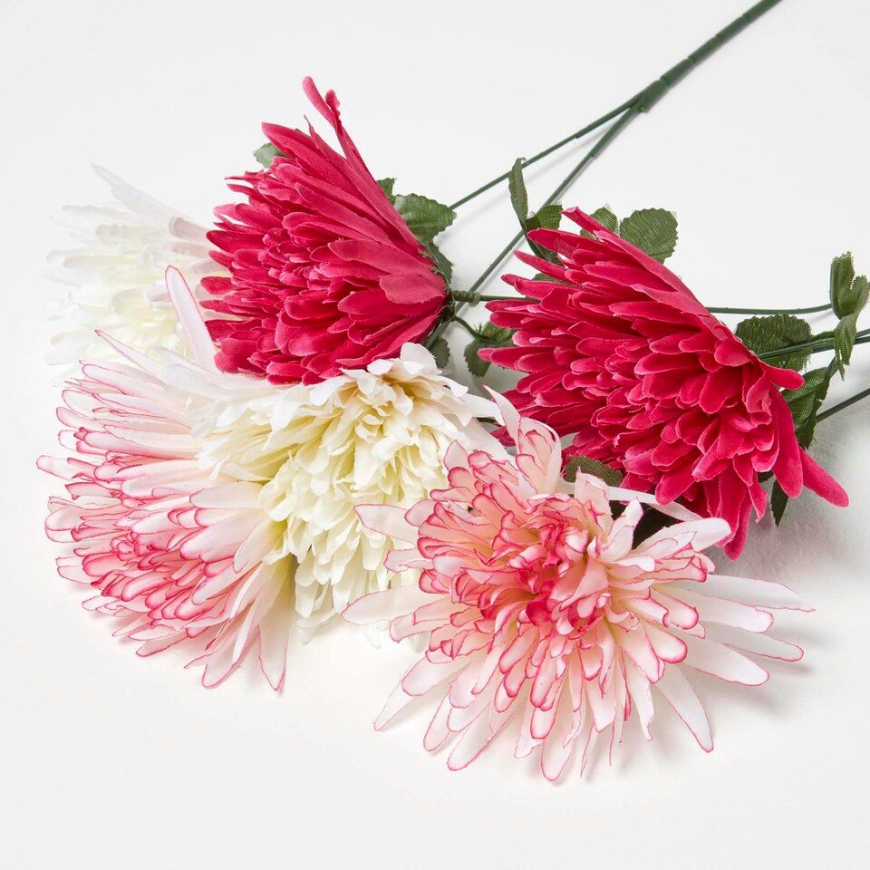 image 1 of Homescapes Artificial Chrysanthemum Single Stem Set of 3, 60 cm