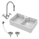 image 1 of Fireclay 895mm Double Bowl Butler Kitchen Sink - With Overflow, Mixer Tap & Wastes - Traditional Ceramic Belfast by Balterley