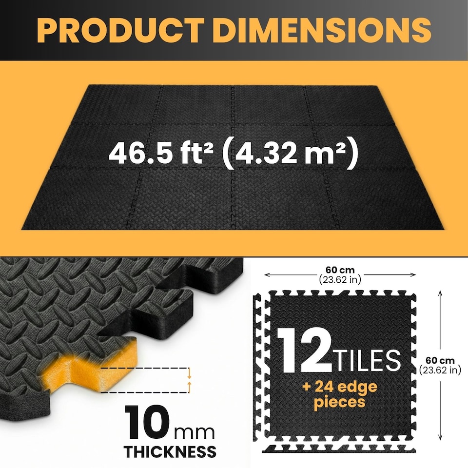 image 1 of Soft Interlocking Floor Mats Set - Non-Slip Foam Tiles EVA Puzzle Mats for Gym, Garage, Home Workout, Playroom, or Office