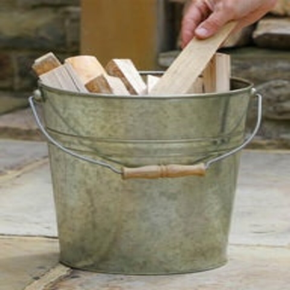 image 1 of Zinc Kindling Bucket Silver
