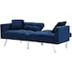 image 9 of Sofa Bed 2 Seater Blue Velvet Click Clack Sofa Settee Recliner Couch with Metal Legs 2 Pillows Blue