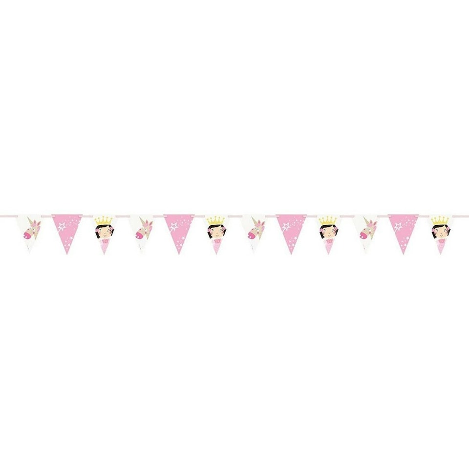 Unique Party Princess & Unicorn Bunting - Pink/White - One Size