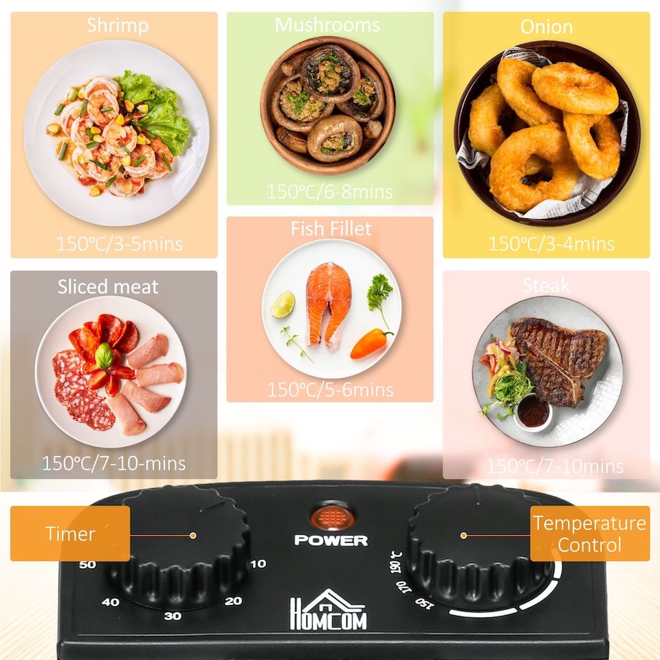 image 1 of HOMCOM 3 Litre Deep Fat Fryer Stainless Steel with Adjustable Temperature, 60min Timer, Removable Oil Basket, Viewing Window and Safety Cut Out, 2000W