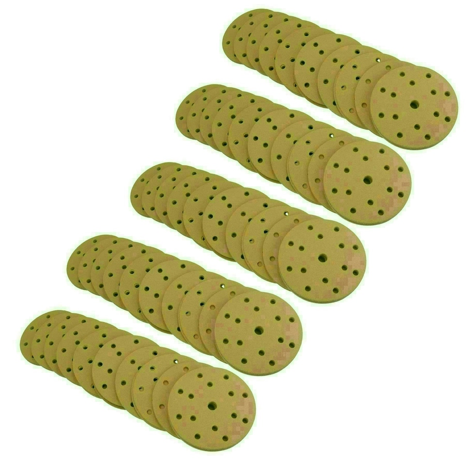 image 1 of 150mm Sanding Discs Aluminium Oxide Abrasive 240 Grit 15 Hole Hook + Loop 500pc