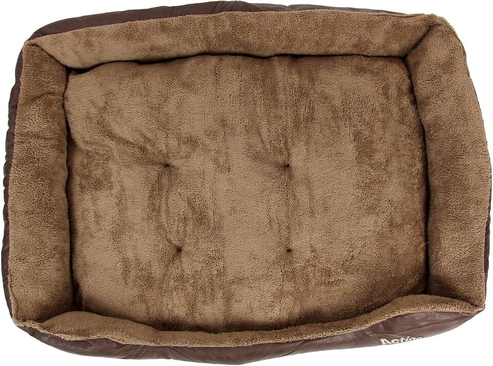 image 1 of Actiaspet Deluxe Faux Leather Dog Bed with Anti-Slip Bottom (XX-Large)