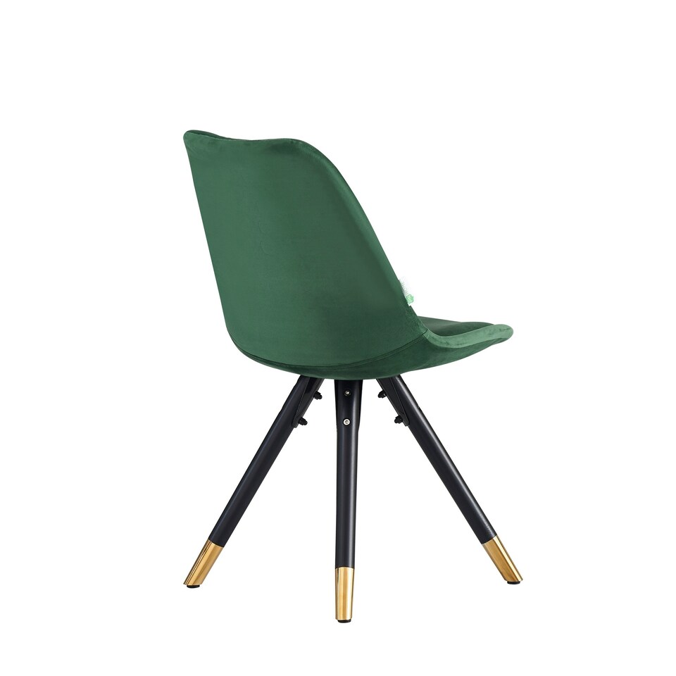 image 1 of Set of 2 Sofia Ergonomic Modern Dining Chairs Upholstered in Velvet, Metal Legs with Gold End Tips Green