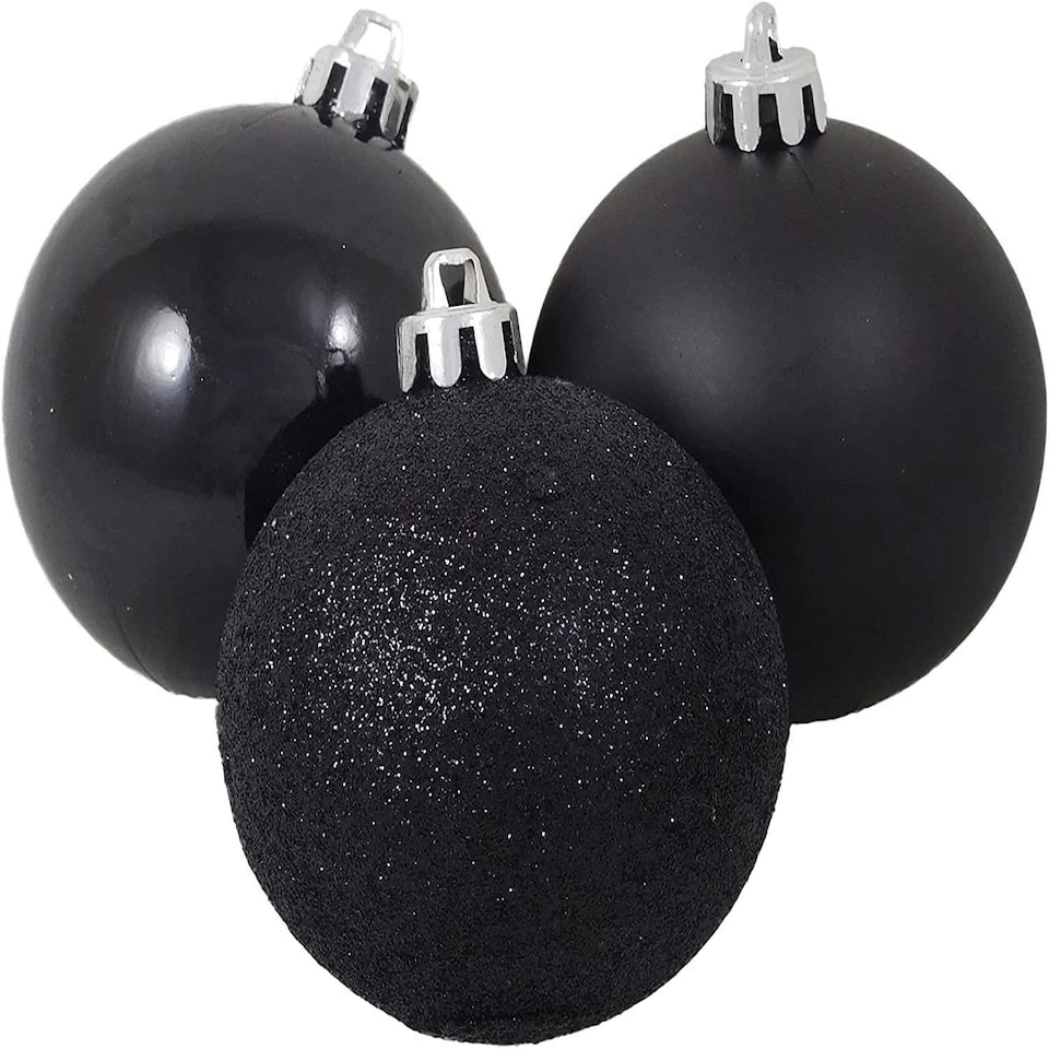 image 1 of 50mm/9Pcs Christmas Baubles Shatterproof Black,Tree Decorations