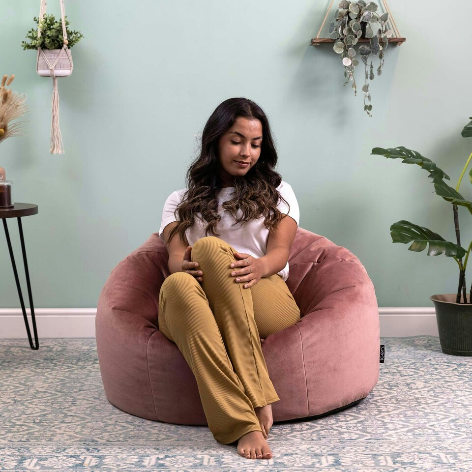 image 1 of icon Aurora Classic Velvet Bean Bag Chair Dusk Pink Bean Bags Pink | Pink