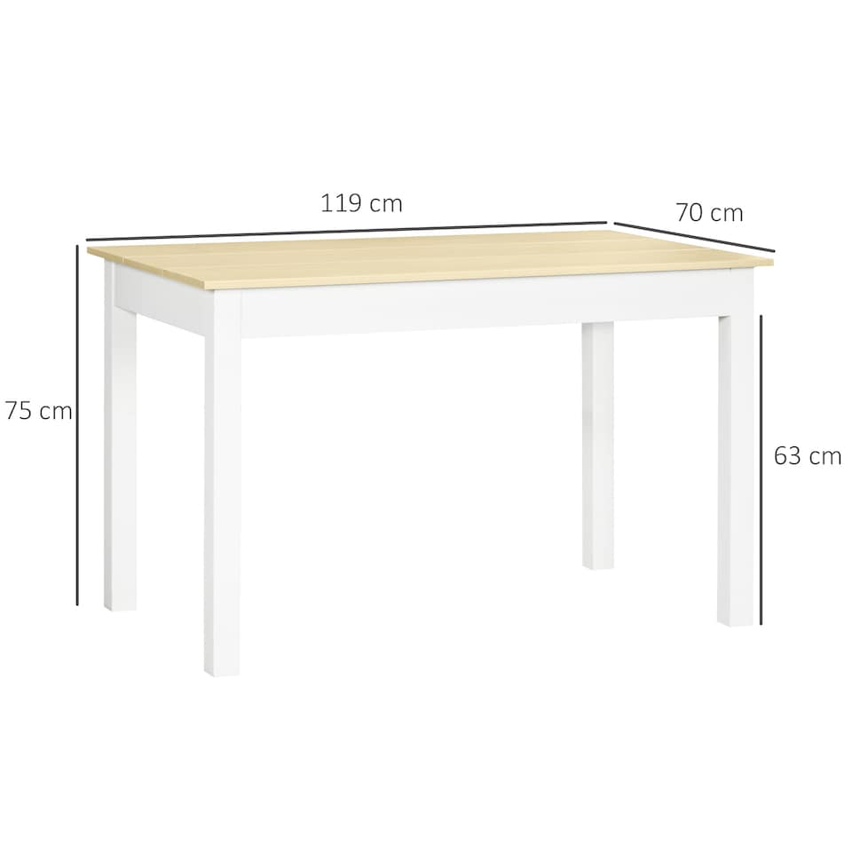image 1 of HOMCOM Dining Table for 4 to 6, Modern Kitchen Table with Wood Effect Tabletop, Thick Legs, 120L x 70W x 75Hcm, for Dining Room, Kitchen, Living Room, Oak