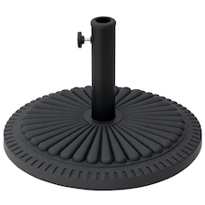 Outsunny 14KG Round Garden Parasol Base, Fits 35mm, 38mm, 48mm Pole - Black | Black | Black