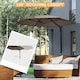 image 3 of Outsunny 2.5m Wall Mounted Parasol, Hand to Push Outdoor Patio Umbrella with 180 Degree Rotatable Canopy for Porch, Deck, Garden, 250 cm, Khaki