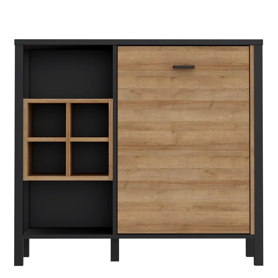image 1 of High Rock Storage/Display Chest in Matt Black/Riviera Oak