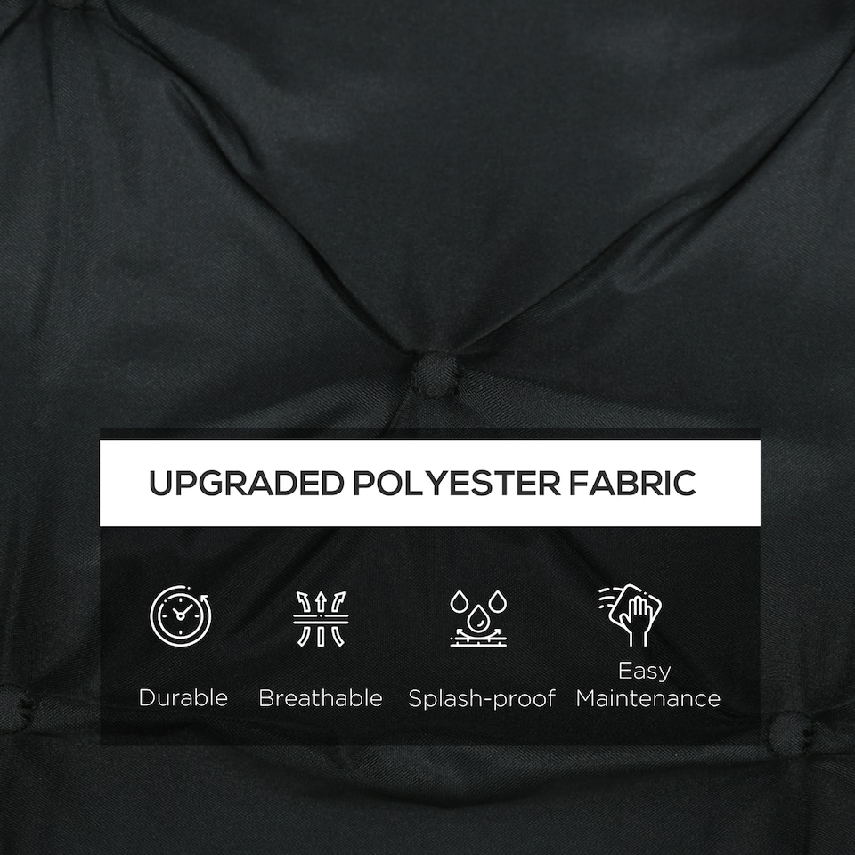 image 1 of Outsunny 2 Seater Garden Bench Cushion Outdoor Seat Pad with Ties | Black | Black | 1