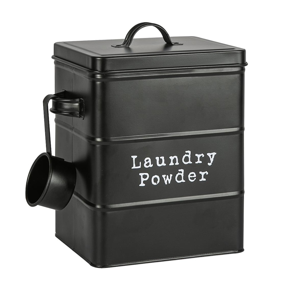 image 1 of Harbour Housewares Vintage Metal Laundry Powder Canister - Black | Black | Black | 1