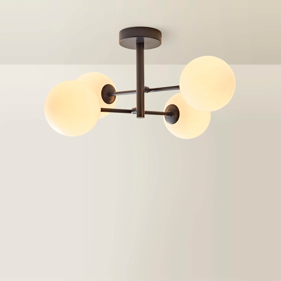 image 1 of ValueLights Darla Navy Opaque Globe Bathroom Ceiling Light & Bulbs | Blue