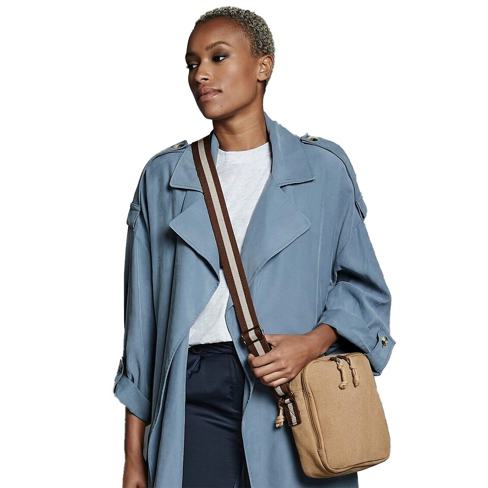 image 1 of Quadra Vintage Canvas Mini Crossbody Bag - Sahara - One Size Brown