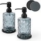 image 2 of Glass Soap Dispenser Set - 2 x 330ml Thick Glass Bottles with 304 Stainless Steel Pump & 2 Coasters - Refillable Hand Soap & Lotion Dispensers for Kitchen & Bathroom (Black)