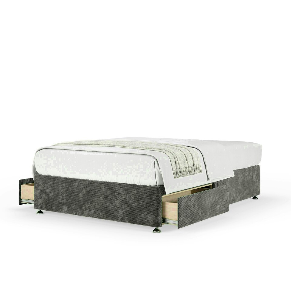 Charcoal Chenille 2 Drawer Divan Base Double
