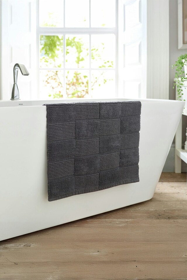 image 1 of Egyptian Spa Absorbent 1600gsm Bath Mat - 55x 85cm Super-Soft Bathroom Cotton Rug | Grey | Charcoal | 55x85cm