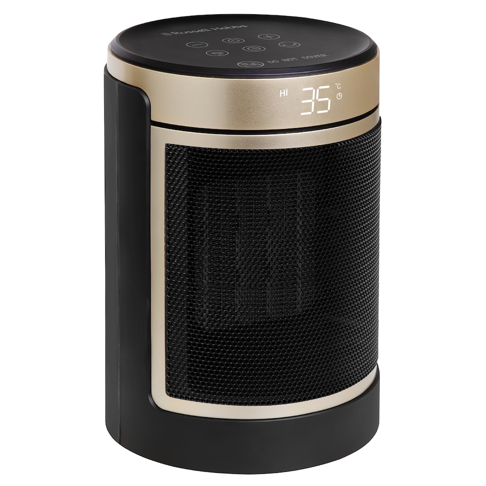 image 1 of Russell Hobbs RHCH2002G Space Heater in Black & Gold Round 1500W Portable Electric Heater