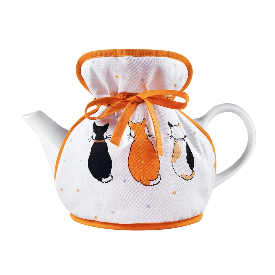 image 1 of Ulster Weavers Cats In Waiting Tea Cosy - Muff Orange