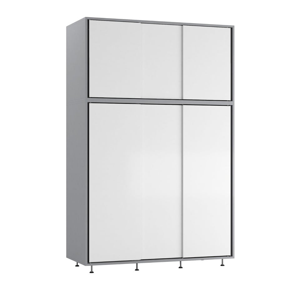 image 1 of URBNLIVING 6 Sliding Doors Wardrobe | Multi | Grey Carcass + White Doors | 1