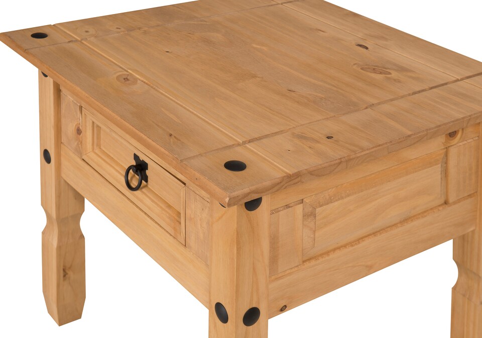 image 1 of Mercers Furniture Corona 1 Drawer Lamp Table Coffee End Unit Solid Wood Pine with Mexican Styling Wooden