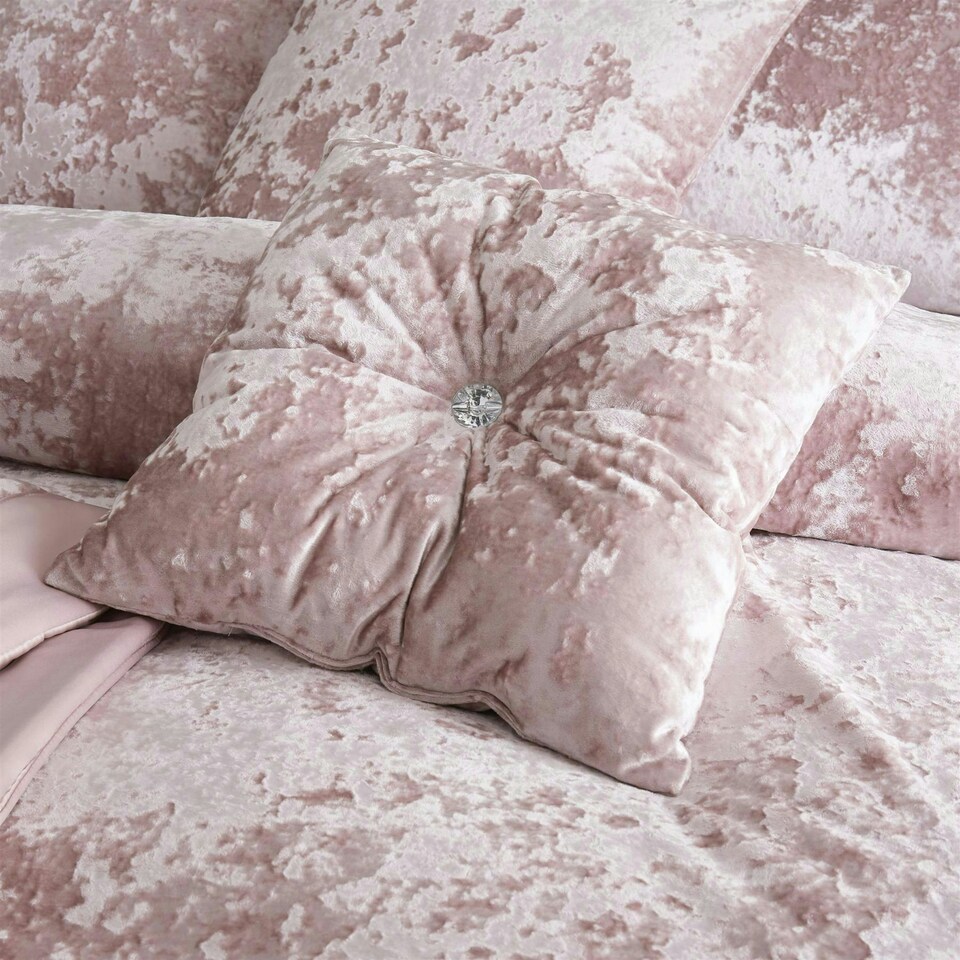 image 1 of Catherine Lansfield Crushed Velvet Blush Filled Cushion Pink | 45x45cm