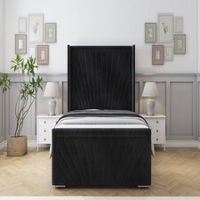 Sloomy Rutherford Black Naples Bed Frame With Mattress With 50" Upholstered Wingback Headboard 4' Small Double