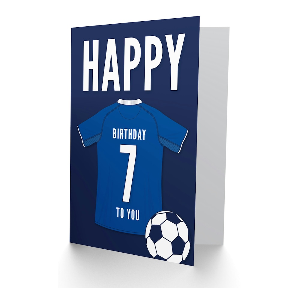 image 1 of Football Strip Kit Jersey Top On Dark Age 7 Year Old Child Kids 7th Birthday Card