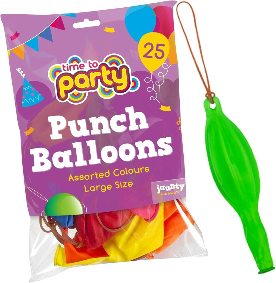 image 1 of Jaunty Partyware 25x Large Punch Balloons for Kids Ideal Party Bag Fillers | Multi